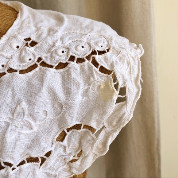 Vintage 50s/60s Battenberg Cutout Edwardian Inspired Bib Collar - Picture 5 of 5